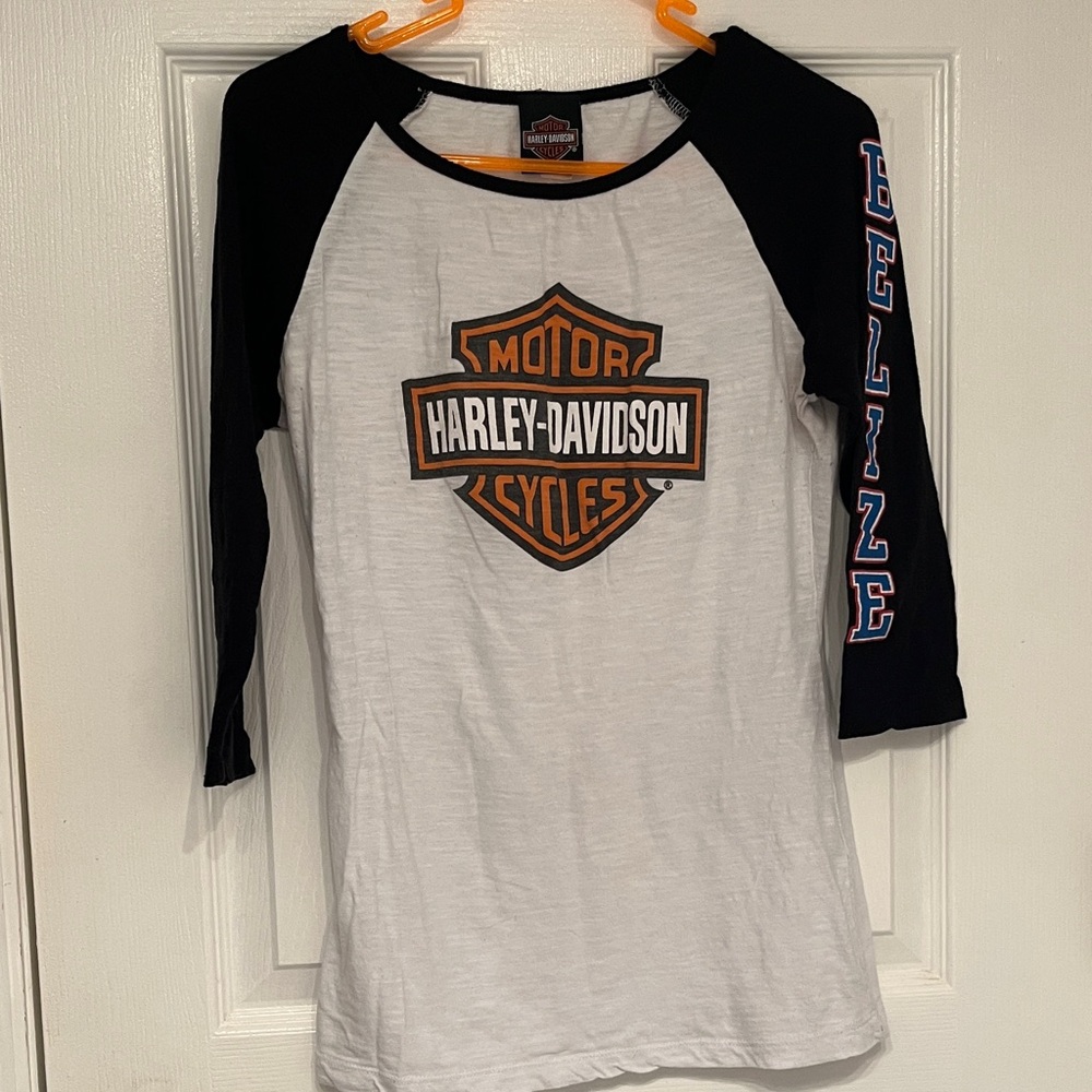 Harley-Davidson Black and White 3/4 Sleeve